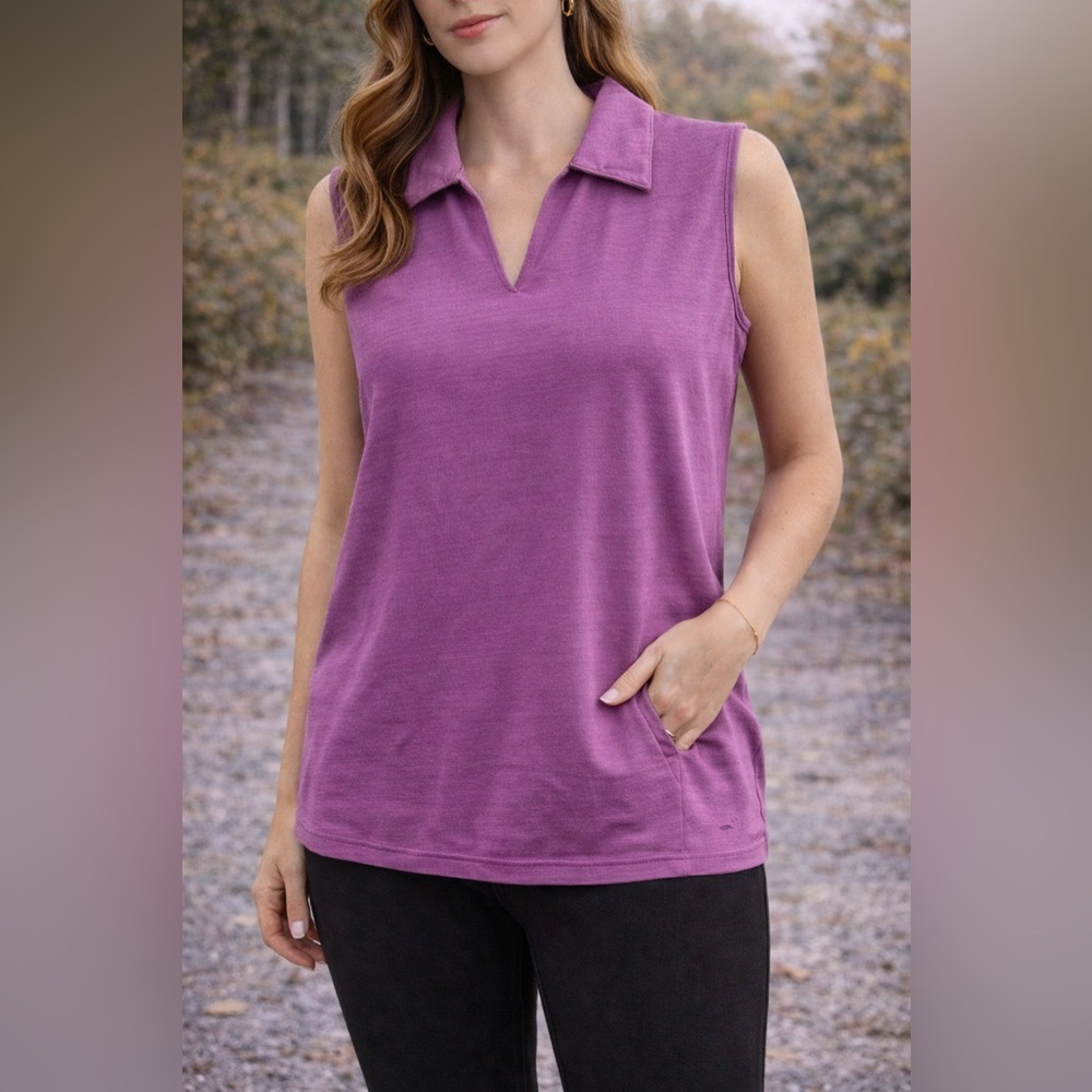 Columbia Women’s Sleeveless Collared Top Purple XL Casual Outdoor